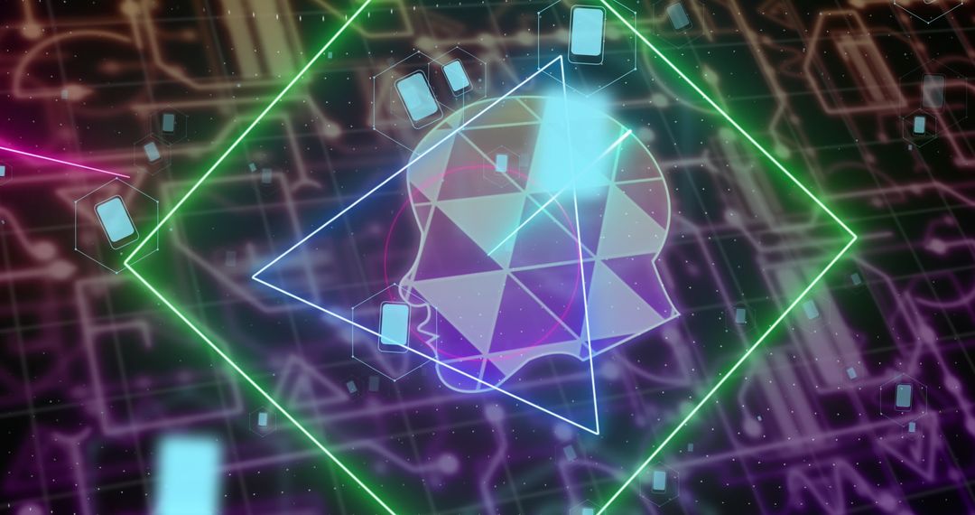 Digital Geometric Human Face in Technological Glow