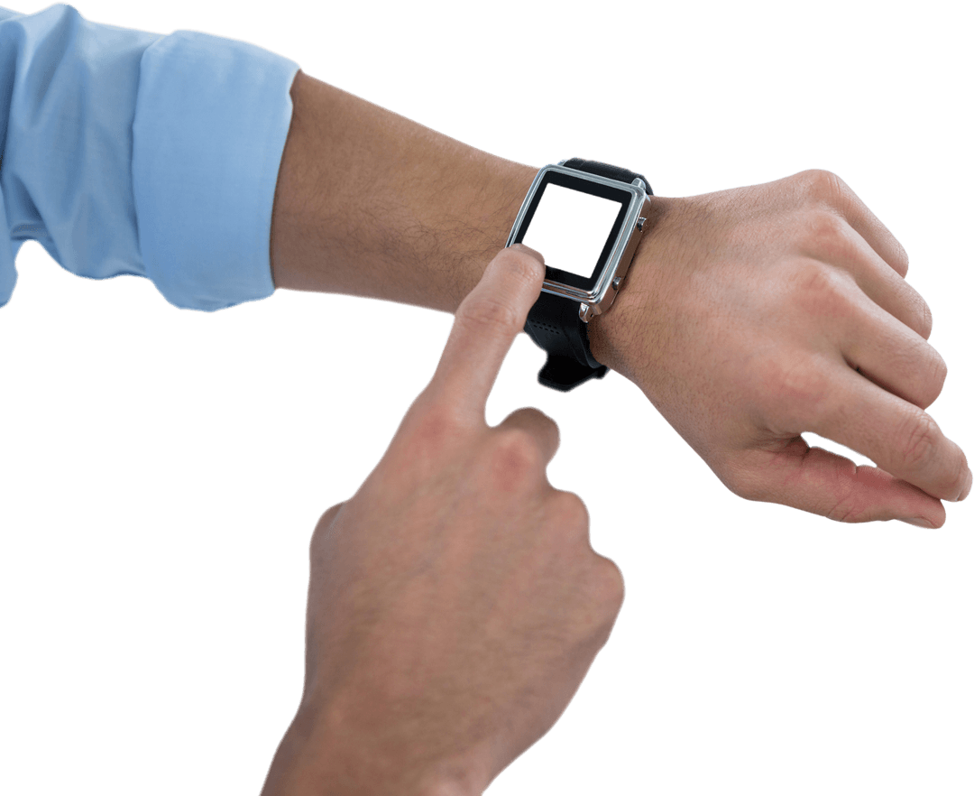 Transparent Hands Interacting with Modern Smartwatch