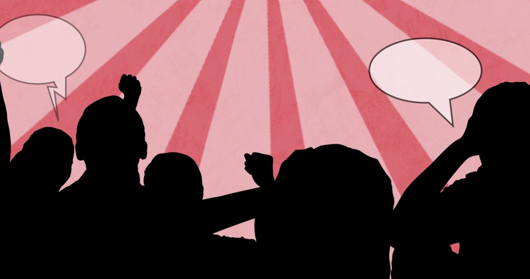 Silhouettes of People with Speech Bubbles Expressing Ideas