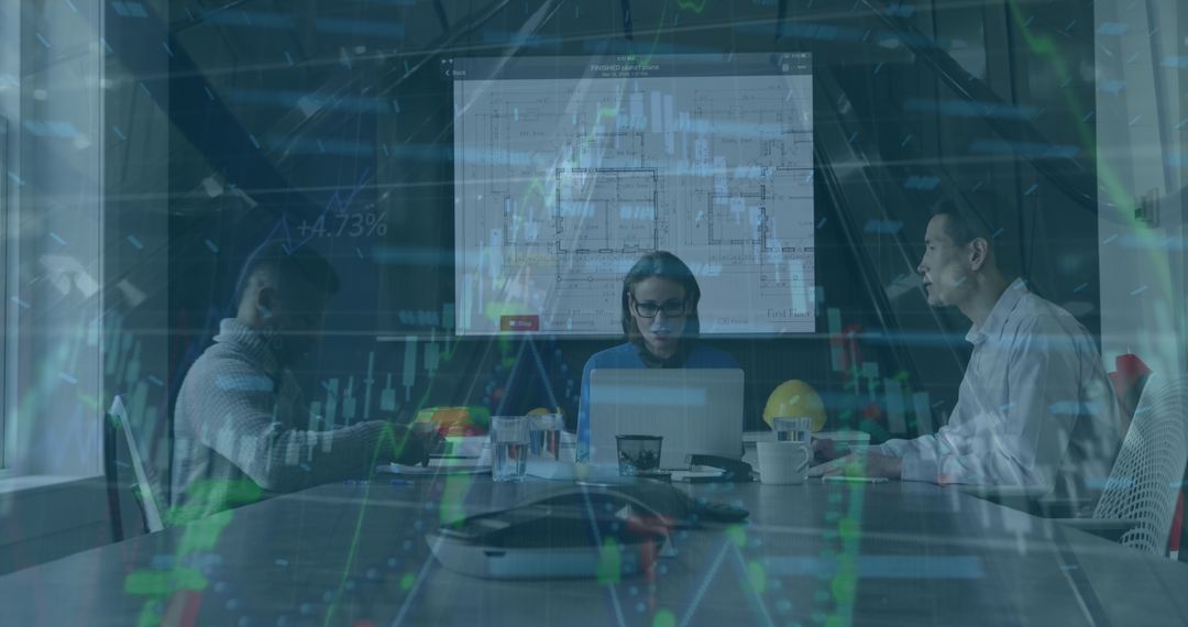 Global Finance Team Analyzing Data in Modern Office Setting