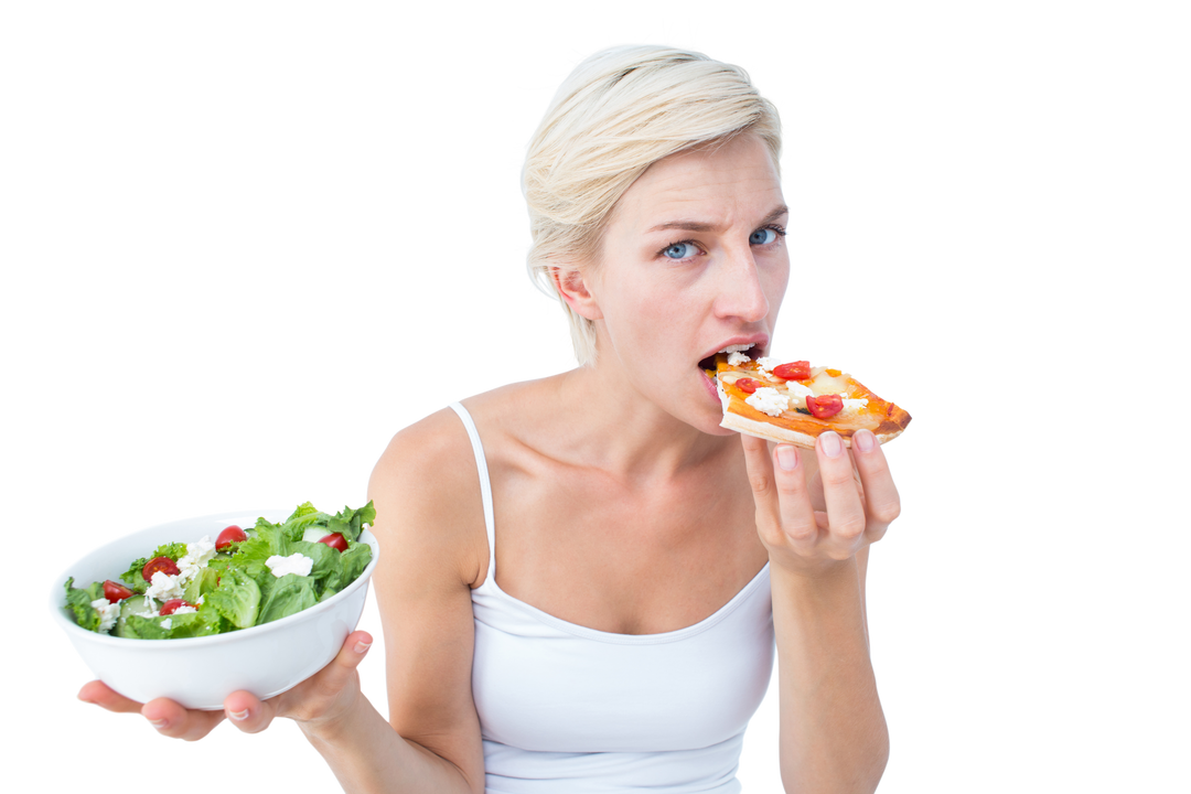 Woman Choosing Pizza Over Salad Transparent Background - Download Free Stock Images Pikwizard.com