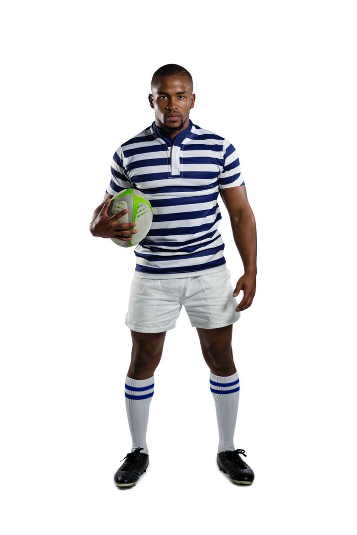 Portrait of sportsman wearing sports uniform holding rugby ball - Free Images, Stock Photos and Pictures on Pikwizard.com