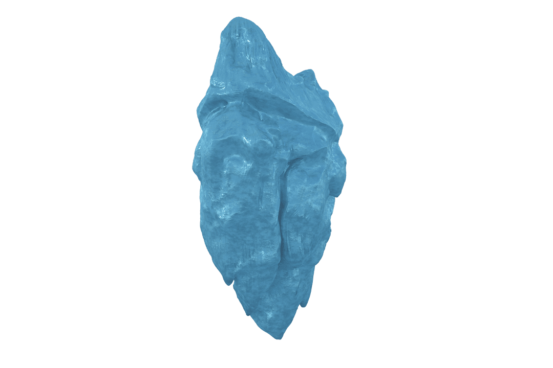 Blue Transparent Rock Formation on Clear Background