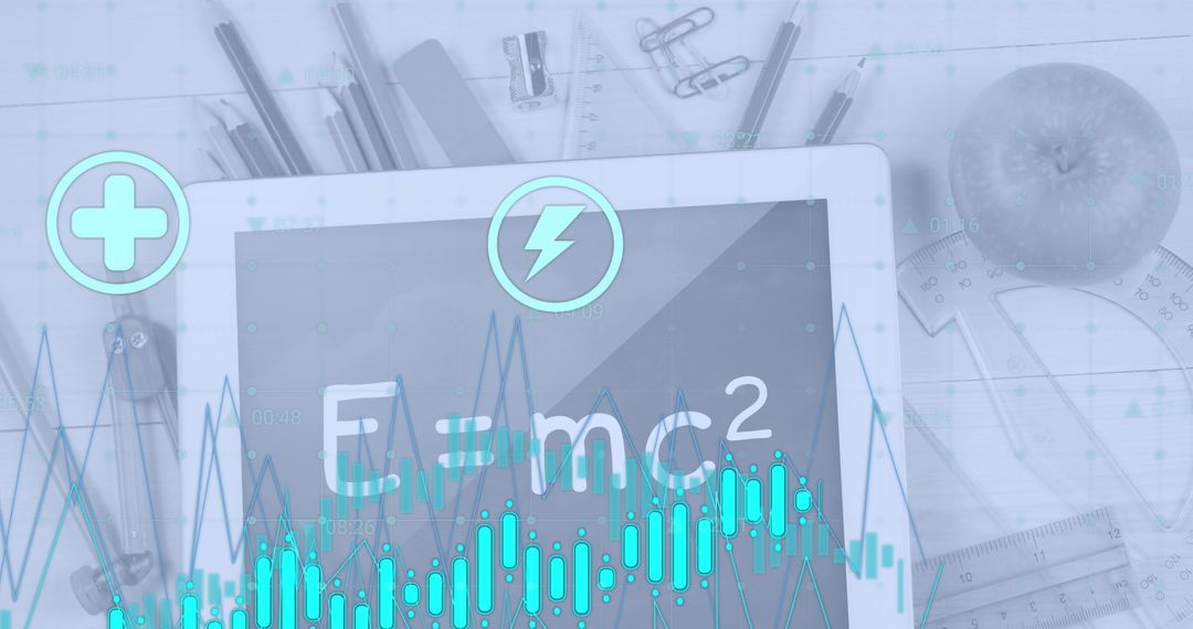 Dynamic Education Concept with E=mc² Equation and Graph Overlay