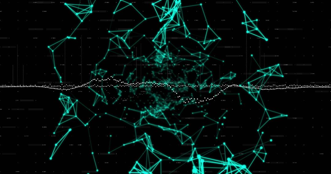 Abstract Digital Network with Neon Lines