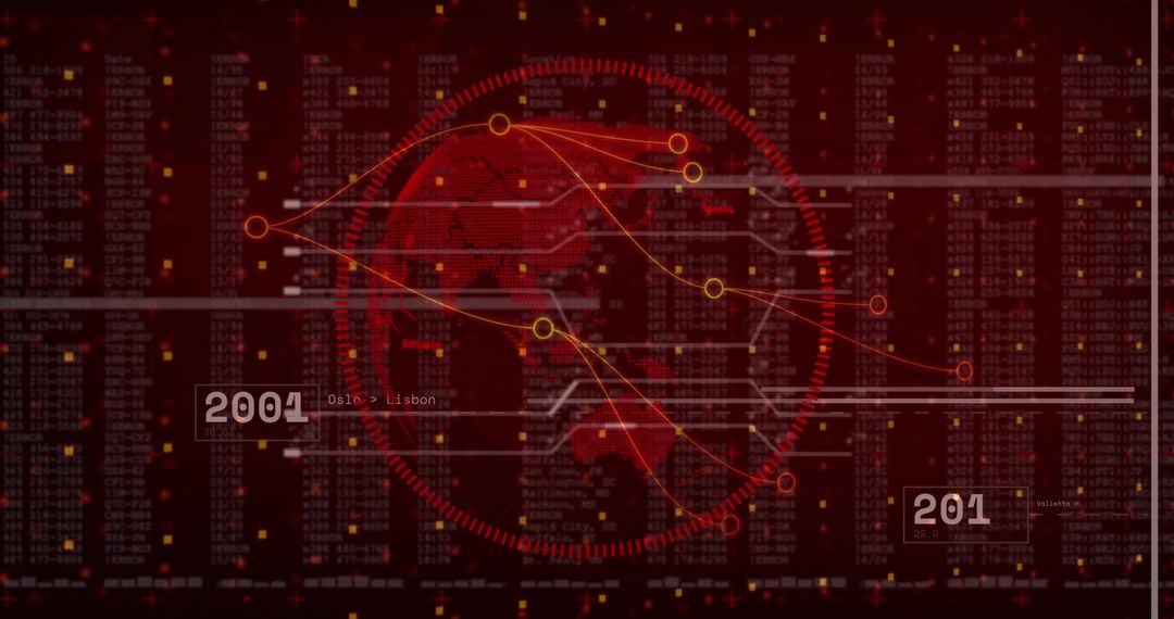 Futuristic Digital Interface with Rotating Globe Analytics Display