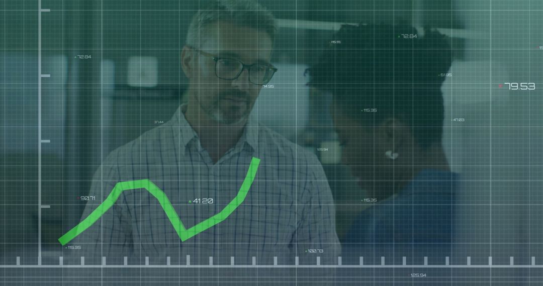 Diverse Professionals Analyzing Financial Data Graph in Office Setting
