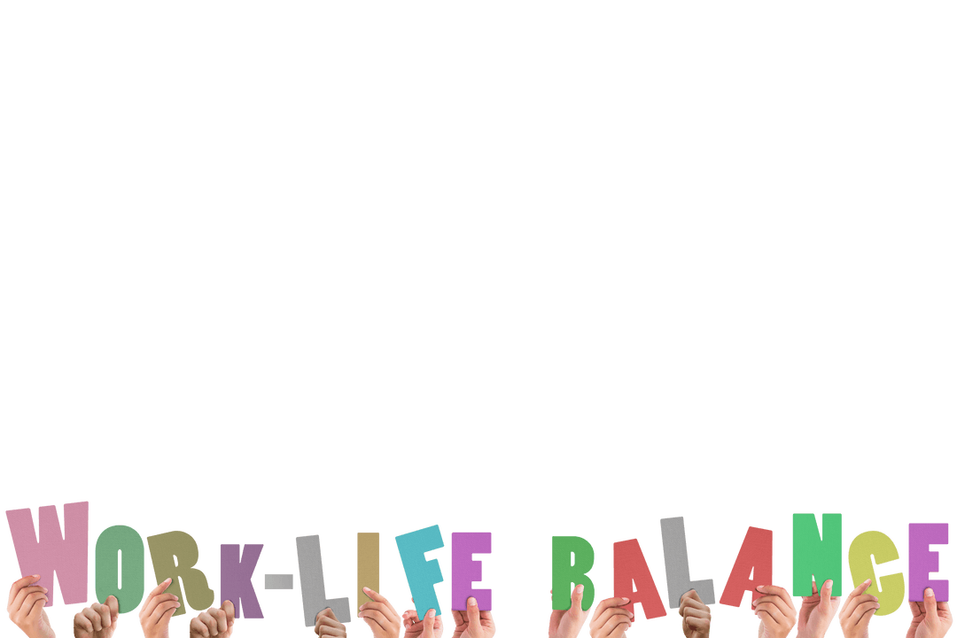 Transparent Hands Holding Colorful Alphabets Forming Work-Life Balance