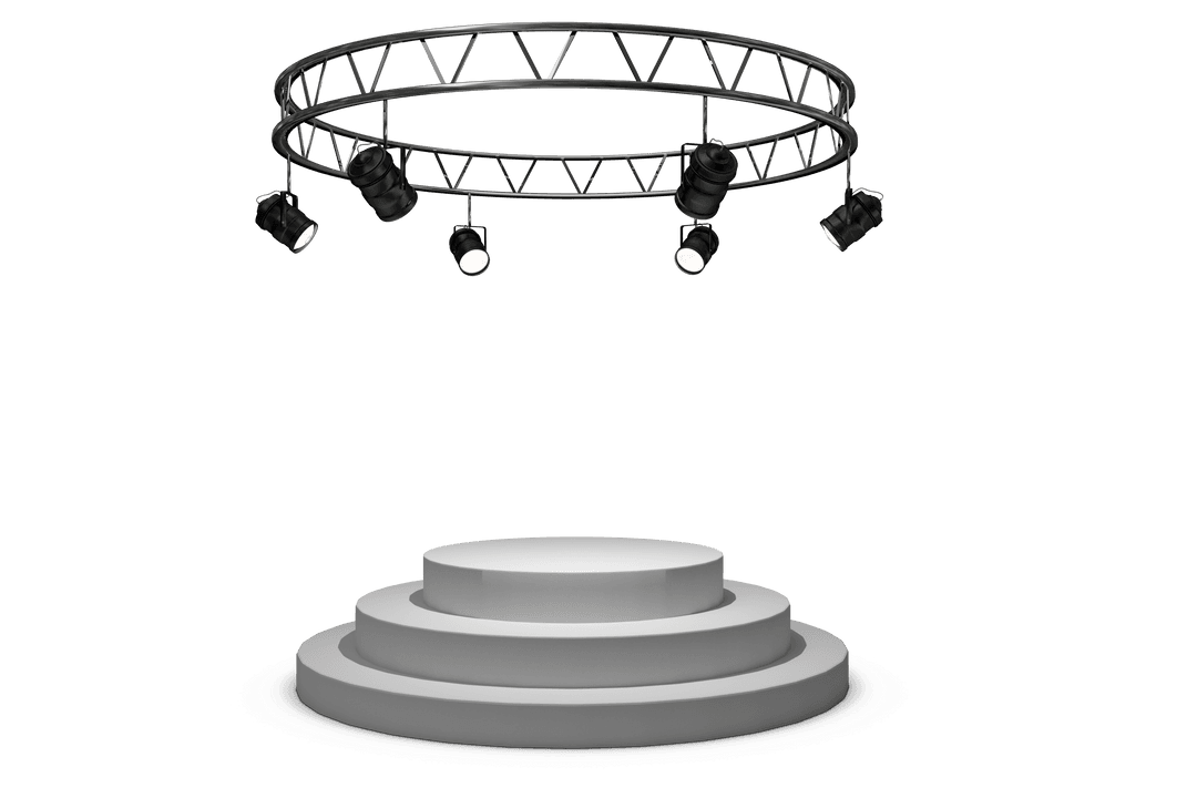 Transparent Circular Stage with Overhead Spotlights