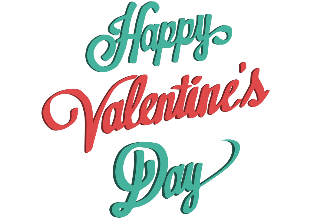 Happy Valentine's Day Text on Transparent Background Vector