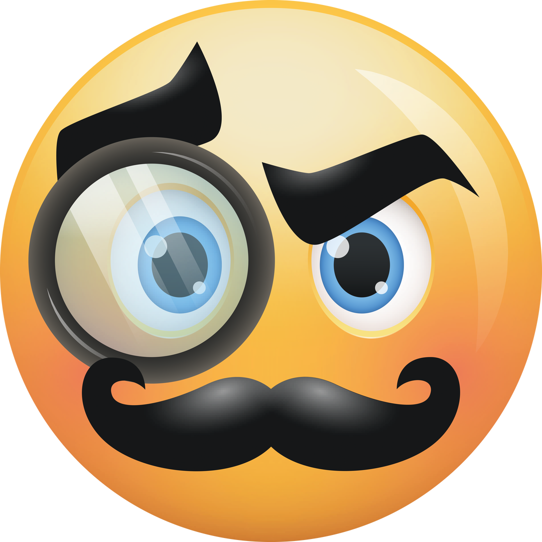 Winking Emoji with Monocle and Mustache on Transparent Background - Download Free Stock Images Pikwizard.com