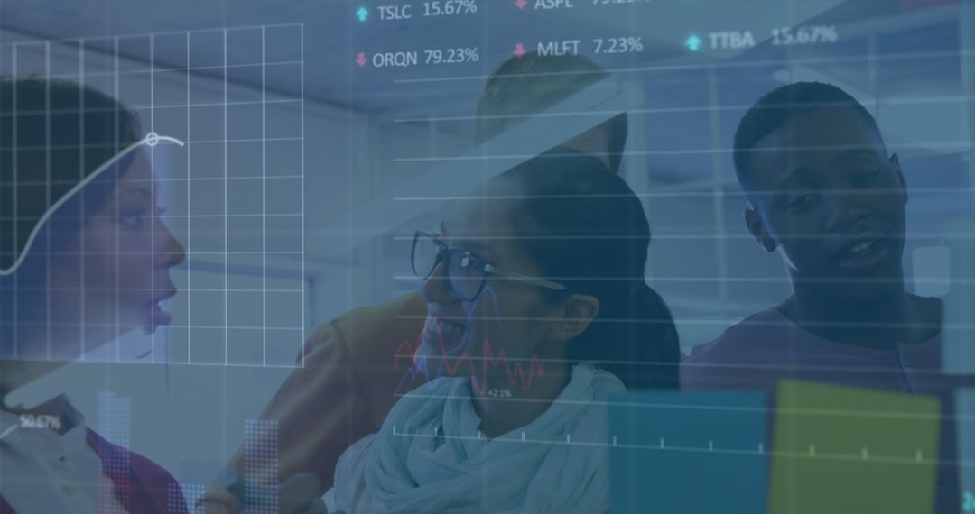 Financial Analysis with Colleagues Amidst Data Overlay in Office
