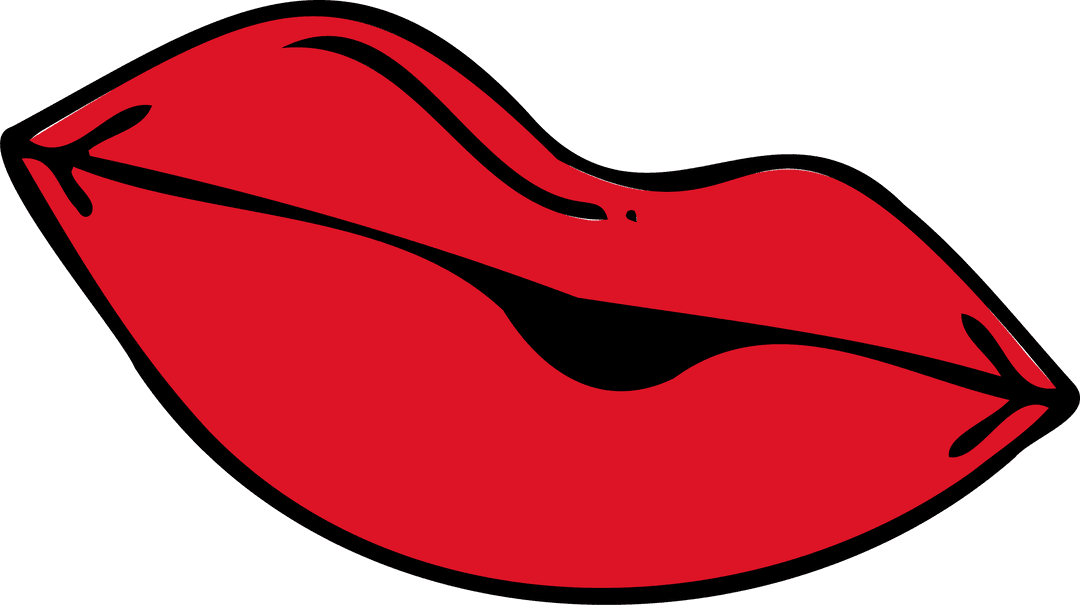 Stylized Minimalist Red Lips on Transparent Background