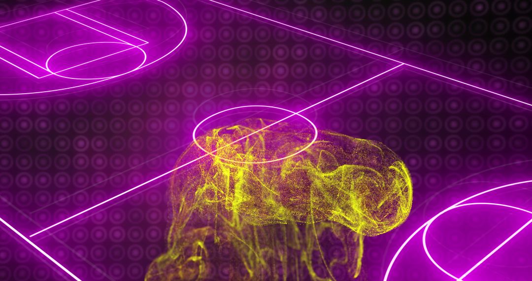 Abstract Neon Soccer Field Design with Digital Wave