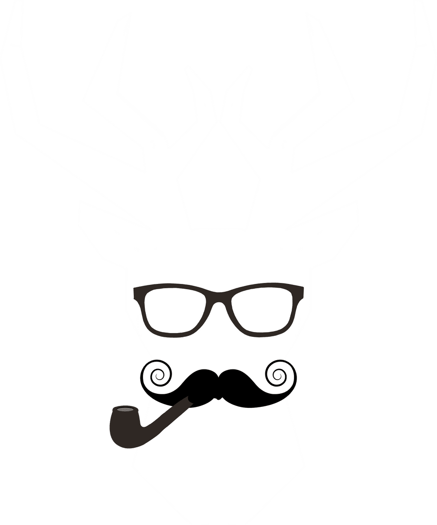 Hipster Deer Minimalist Design with Pipe and Glasses Transparent Animal Vector