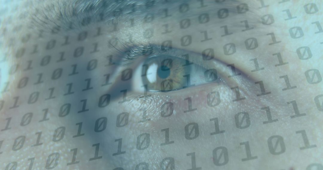 Eye and Binary Code Imagery Representing Digital Communication Technology