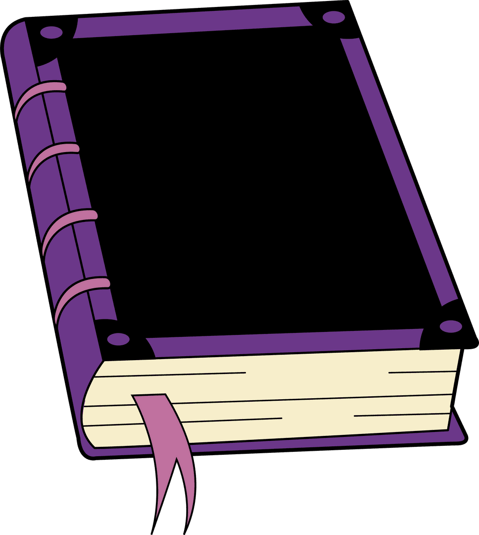 Vector Purple Book with Pink Ribbon Bookmark on Transparent Background
