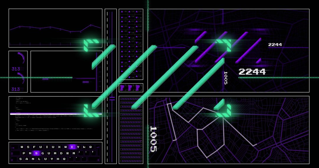 High-Tech Digital Interface with Interactive Data Elements