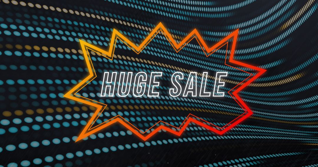 Vibrant Huge Sale Banner with Dynamic Wave Dots Background