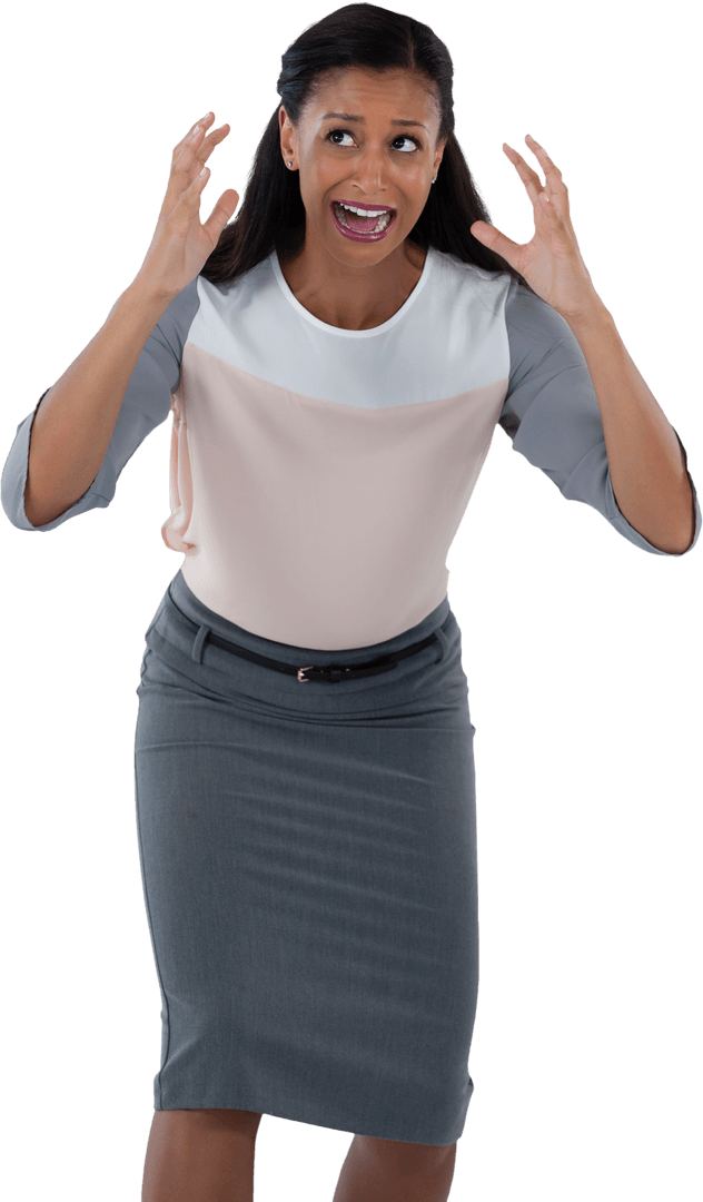 Angry Businesswoman Reacting on Transparent Background
