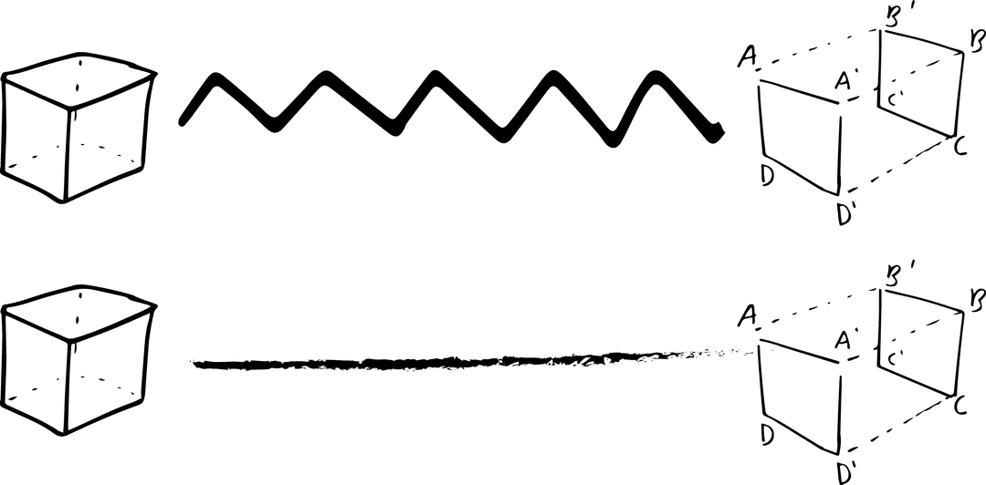 Transparent Cube Illustration with Gradual Perspective Effect