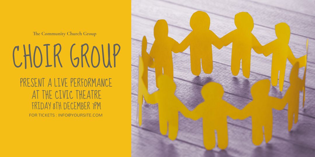 Colorful Paper Chain Highlights Community Choir Event Promotion