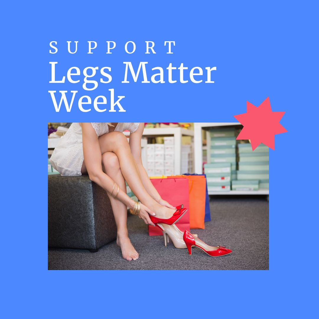 Support Legs Matter Week with Woman Trying on High Heels - Download Free Stock Templates Pikwizard.com