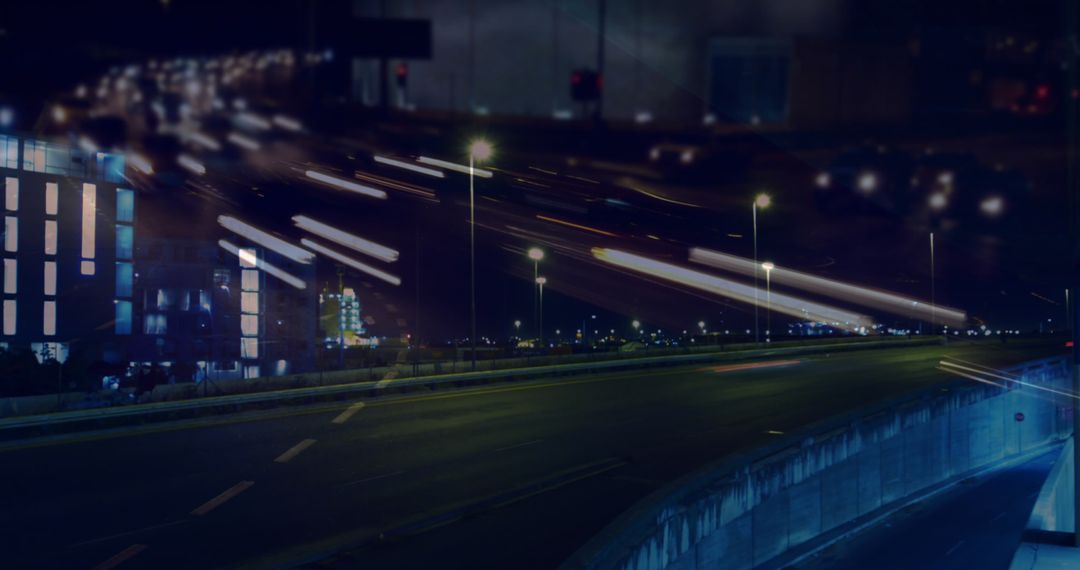 Double Exposure of Cityscape with Data Flow and Stock Market