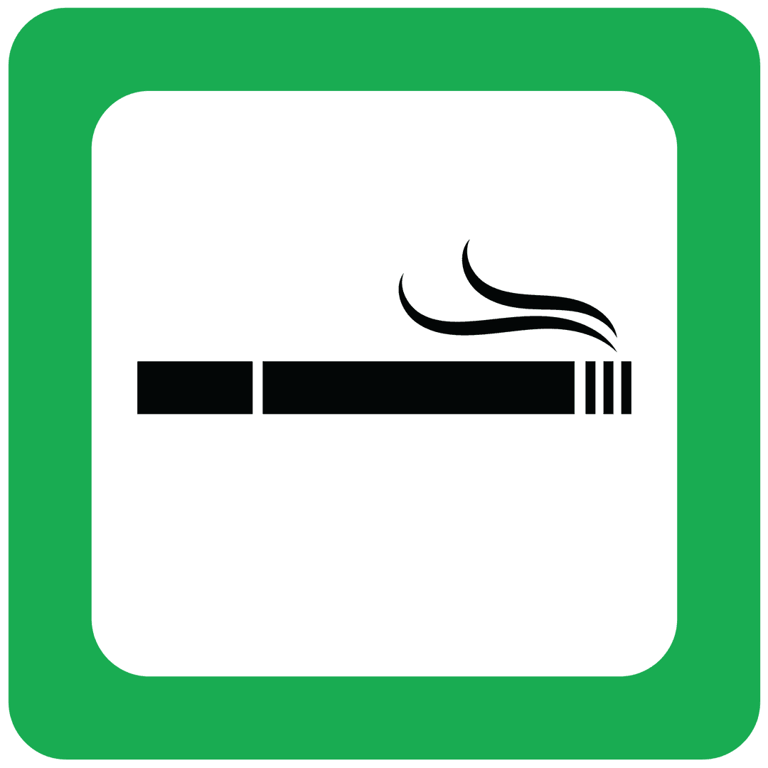 Green Square with Smoking Symbol on Transparent Background