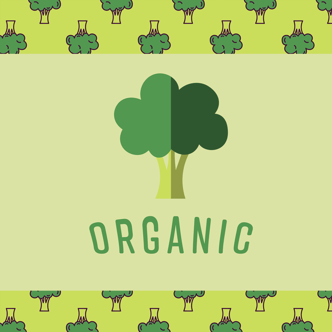 Organic Tree Illustration with Transparent Background and Organic Text