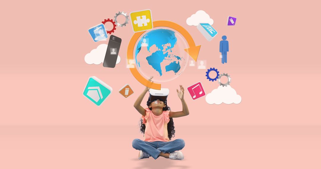 Child Merging Virtual and Augmented Reality Explores the Digital World