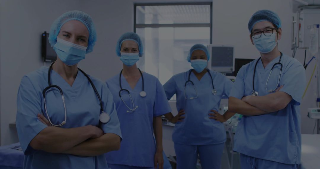 Surgical Team Posing Confidently in Operating Room