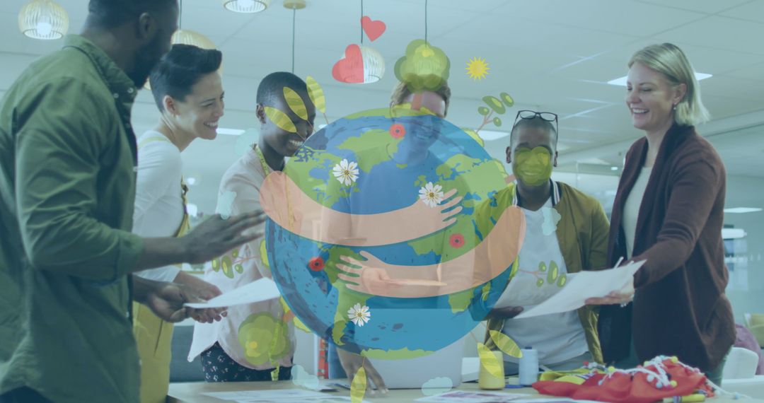 Teamwork in Global Tech Collaboration Concept