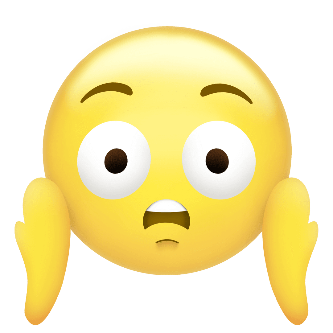 Surprised 3D Yellow Emoji with Raised Hands on Transparent