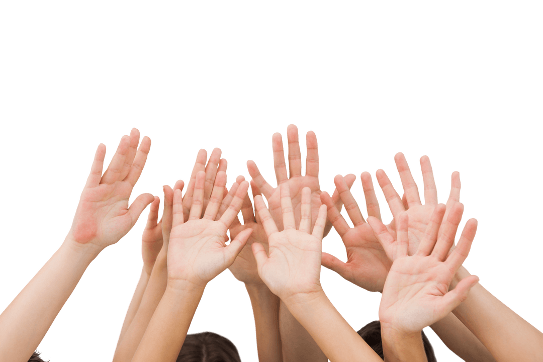 Transparent Raised Hands in Supportive Gesture