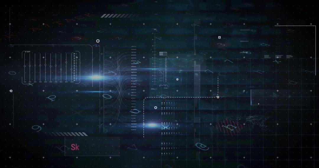 Futuristic Digital Interface with Complex Data Visualization