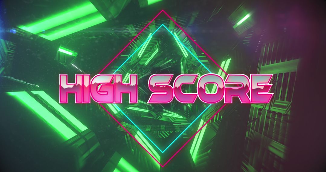 Futuristic High Score Display in Neon Tunnel Concept Art