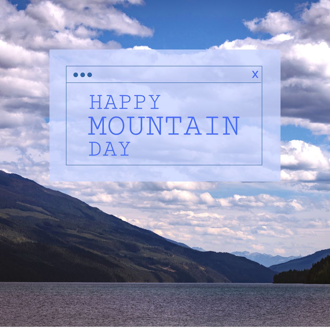 Happy Mountain Day Over Serene Mountain Lake Landscape