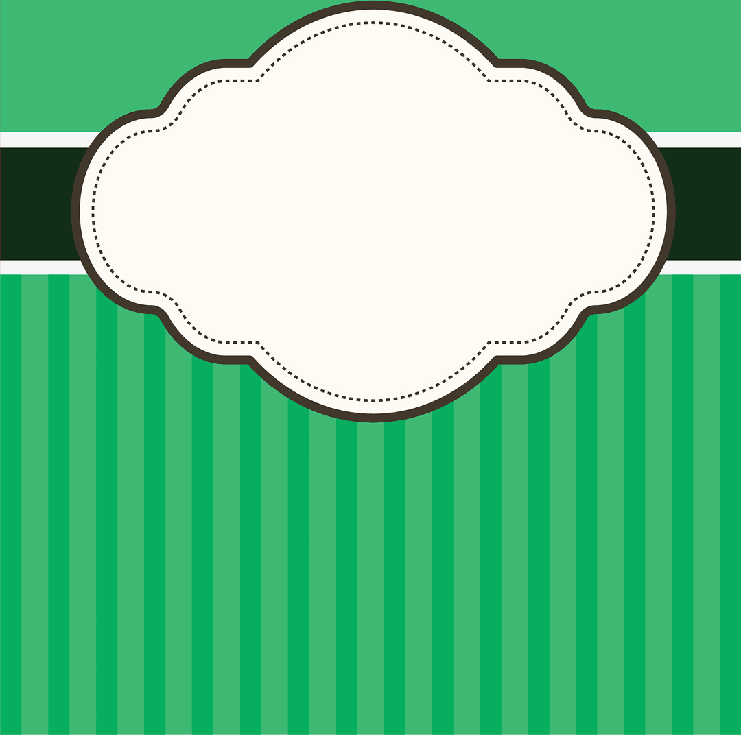 Green and White Striped Label with Copy Space on Transparent Background