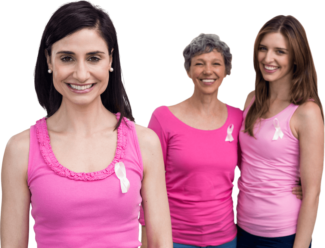 Transparent Background Smiling Women Awareness Pink Ribbon Support