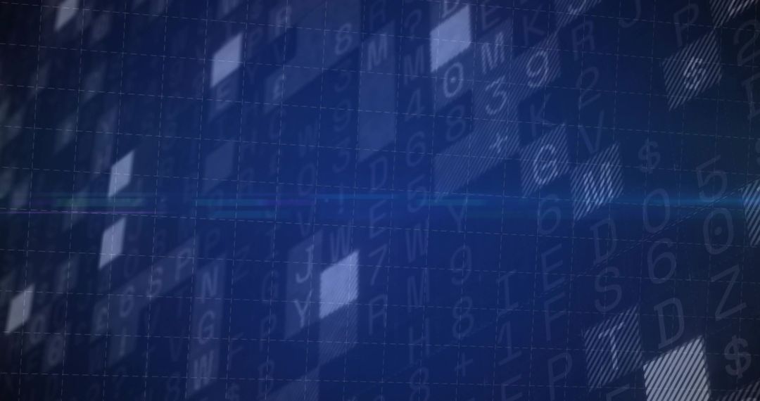 Futuristic Alphanumeric Digital Interface with Glowing Grid Lines