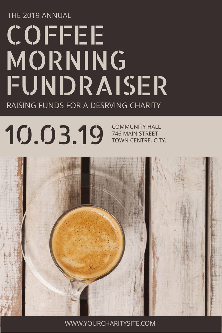 Annual Coffee Morning Fundraiser Poster Design with Espresso - Download Free Stock Templates Pikwizard.com