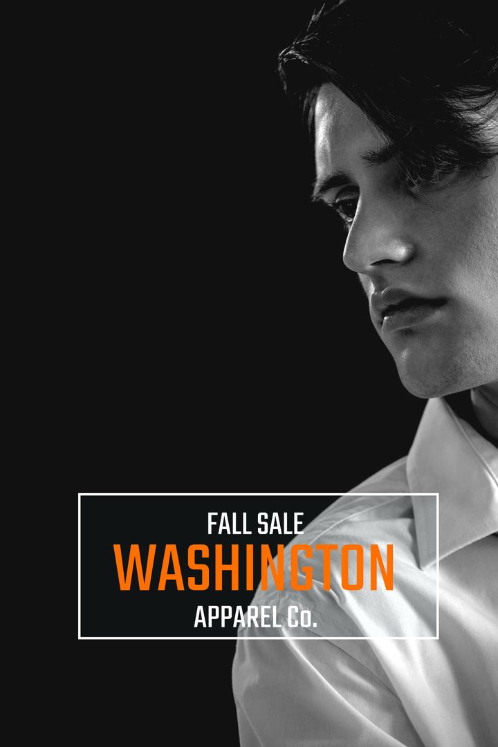 Sophisticated Male Model Highlighting Fall Sale for Washington Apparel - Download Free Stock Templates Pikwizard.com