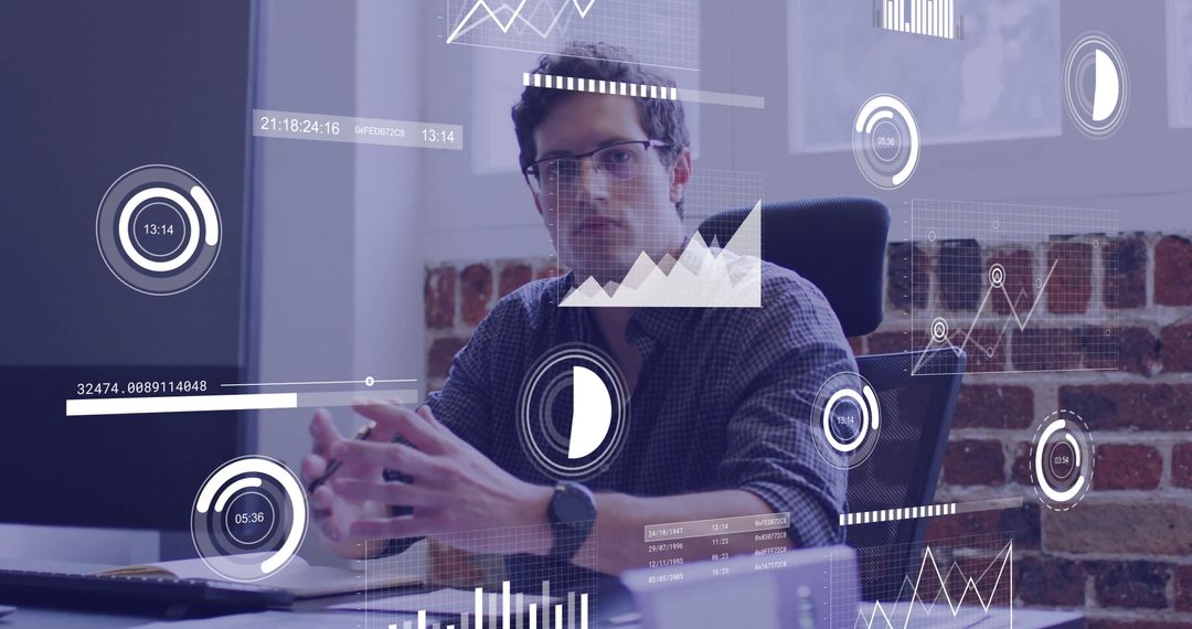 Businessman Analyzing Financial Data Integration in Modern Office