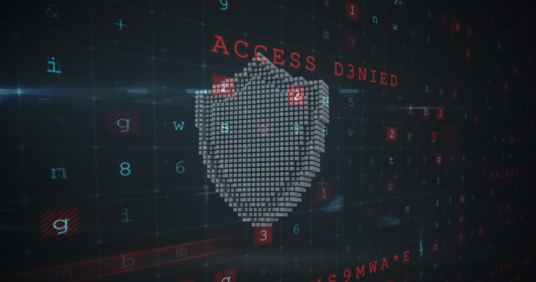 Digital Shield with Access Denied Warning in Cybersecurity Interface