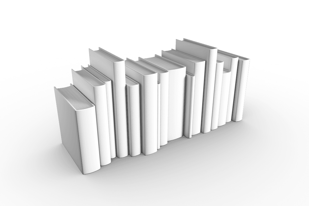 Digital Book Row Illustration on Transparent Background Concept