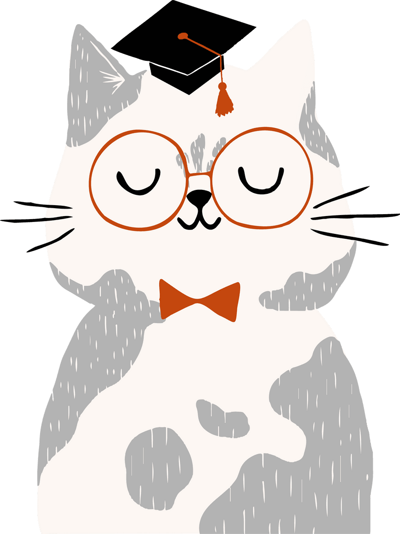 Adorable Cat Wearing Cap and Glasses Celebrating Achievement