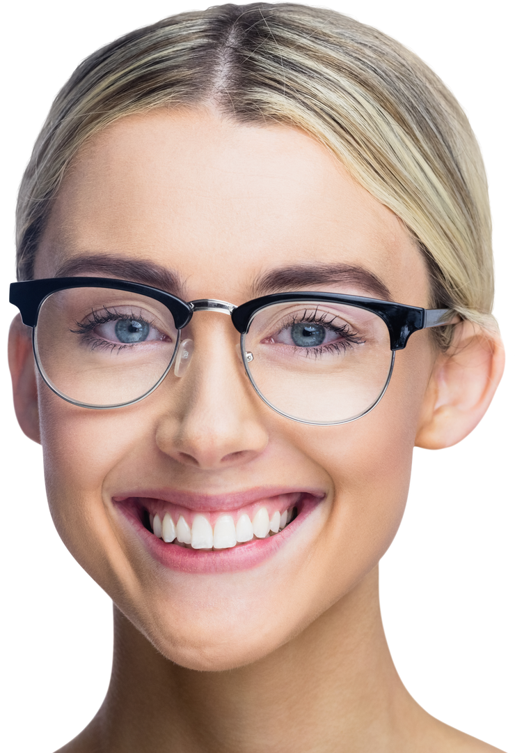 Transparent Background of Smiling Woman with Glasses and Clear Skin - Download Free Stock Images Pikwizard.com