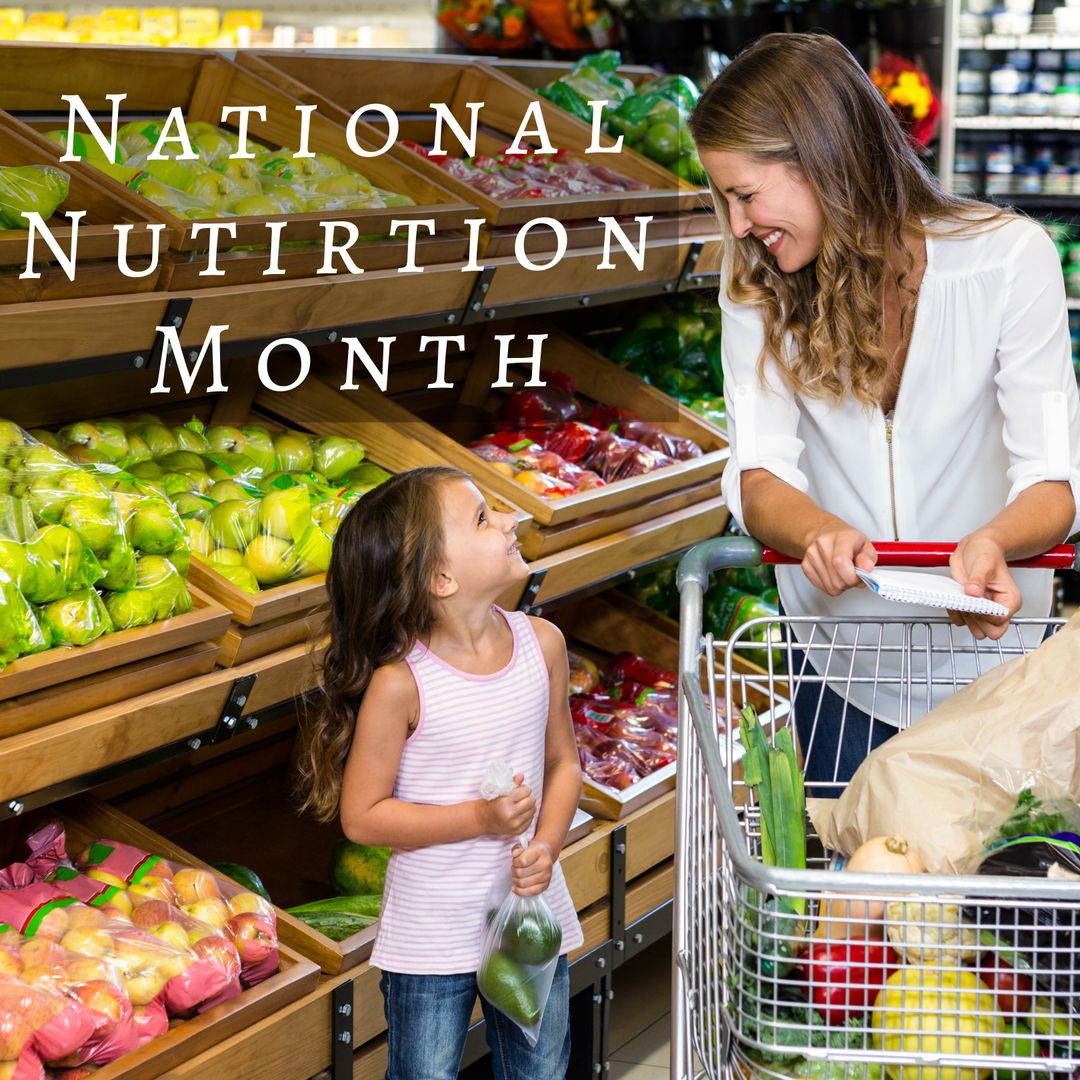 Mother and Child Choosing Fresh Produce for National Nutrition Month