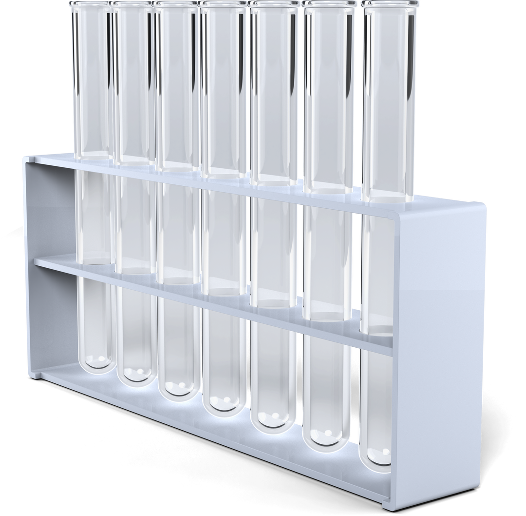 Transparent Test Tubes with Clear Liquid in Rack on White Background - Download Free Stock Images Pikwizard.com